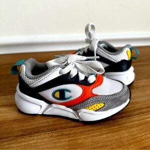 Champion Baby Toddler Size 7 White Orange Blue Retro Shoes Sneakers